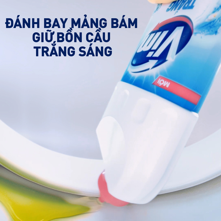 Gel Tẩy Rửa Bồn Cầu Và Nhà Tắm Vim Trắng Sáng Hương Chanh Sả Chai 880ml
