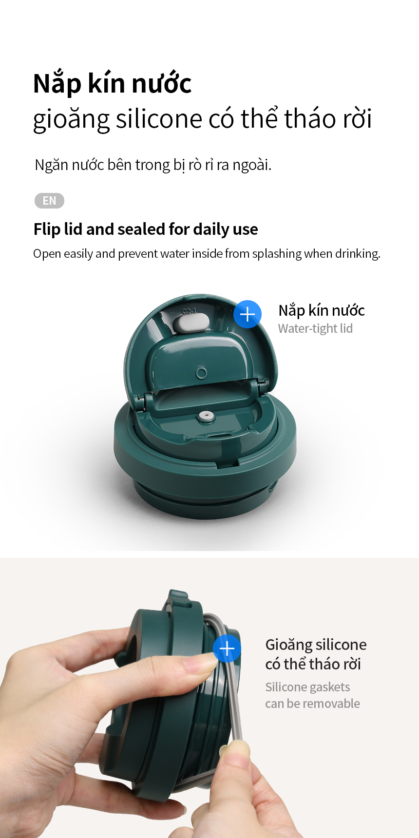 Ly giữ nhiệt LocknLock 460ml Coffee Tumbler màu xanh lá - LHC3329DGRN - Hàng chính hãng, thép không gỉ 316L - JoyMall