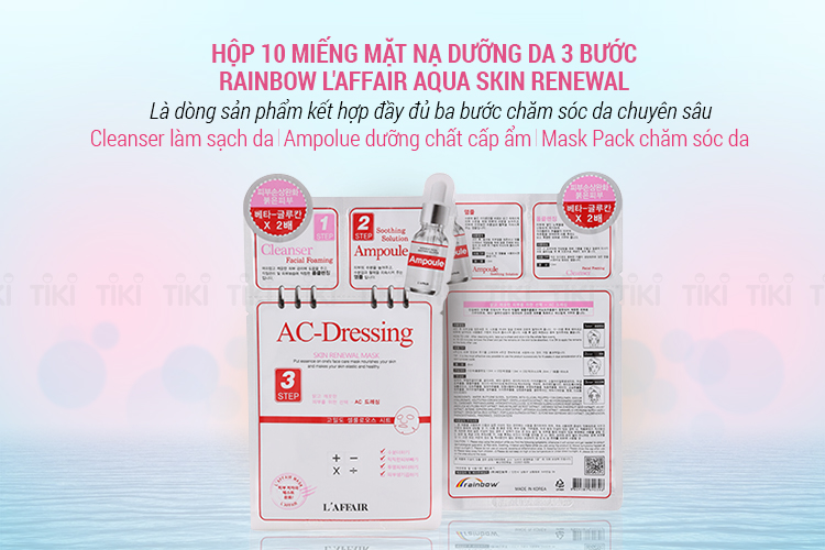 Hộp 10 Miếng Mặt Nạ Dưỡng Da 3 Bước Rainbow L'Affair Ac-Dressing Skin Renewal