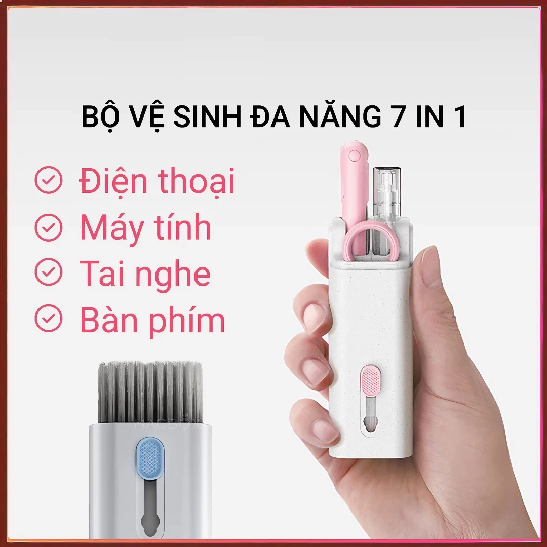 Bộ dụng cụ vệ sinh bàn phím máy tính, laptop, máy ảnh, tai nghe đa năng 7in1 nhỏ gọn tiện lợi, dễ dàng mang theo - Hàng chính hãng