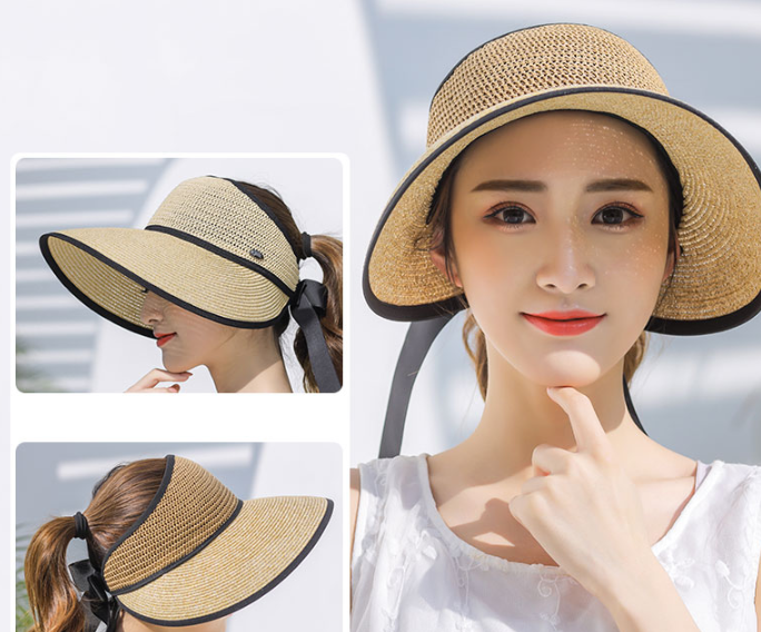 Mũ chống nắng rộng vành nửa đầu thời trang, nón chống nắng nữ phong cách Hàn
