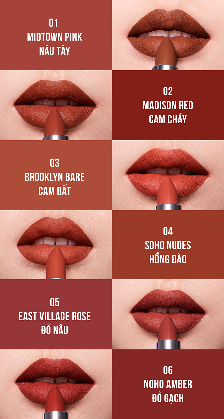 Son Lì Mịn Môi Dưỡng Môi Tông Đất Maybelline New York Color Sensational The Creamy Mattes City Heat The Bricks 3.9g