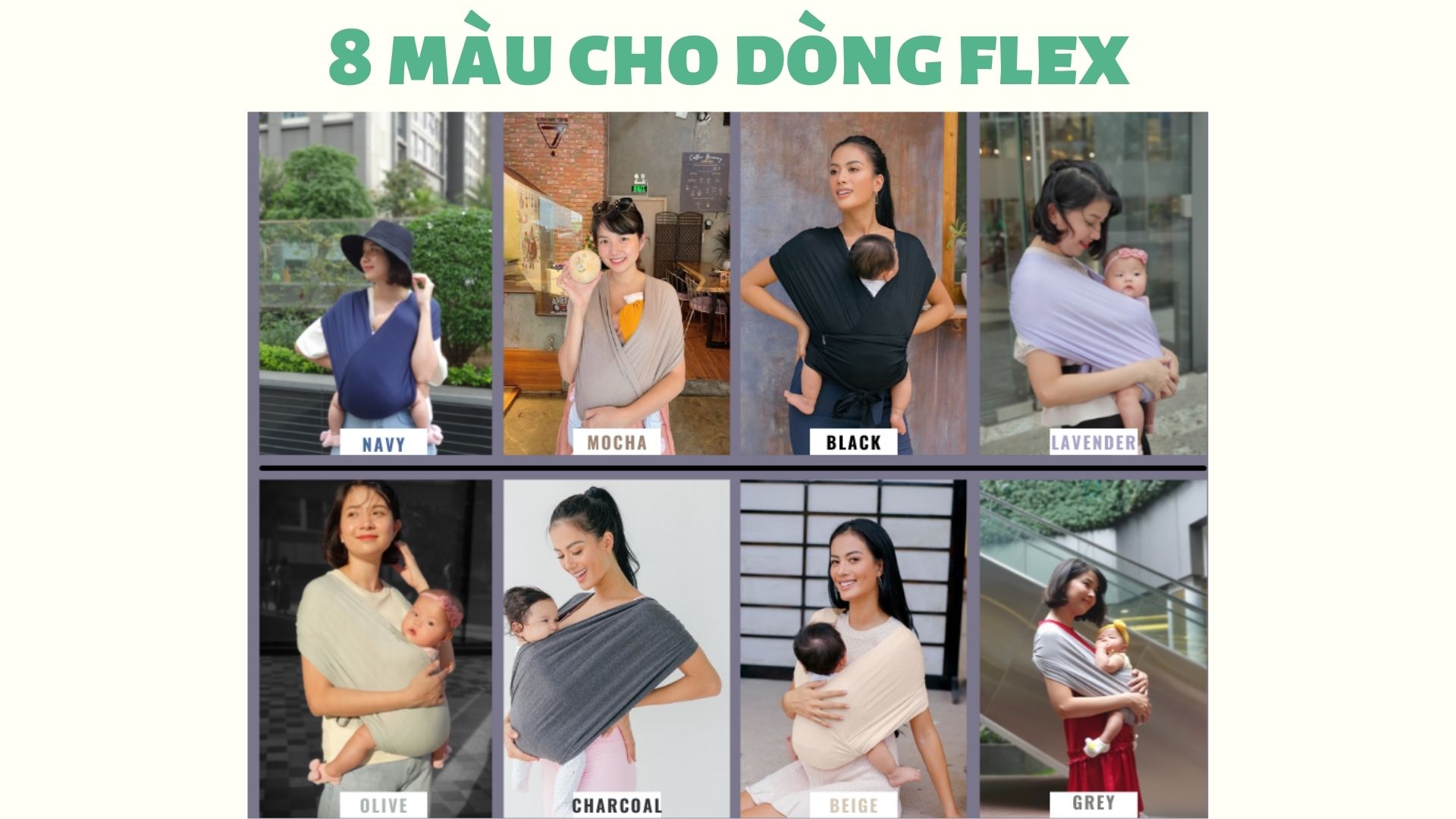 địu vải embé sling dòng flex và flex plus màu olive cho bé từ 0 đến 24 20