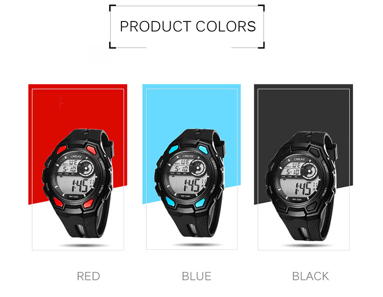 DIRAY 50M Water-resistant Large Dial Digital Men Watches Sport Wristwatches Luminous Military Relogio Masculino