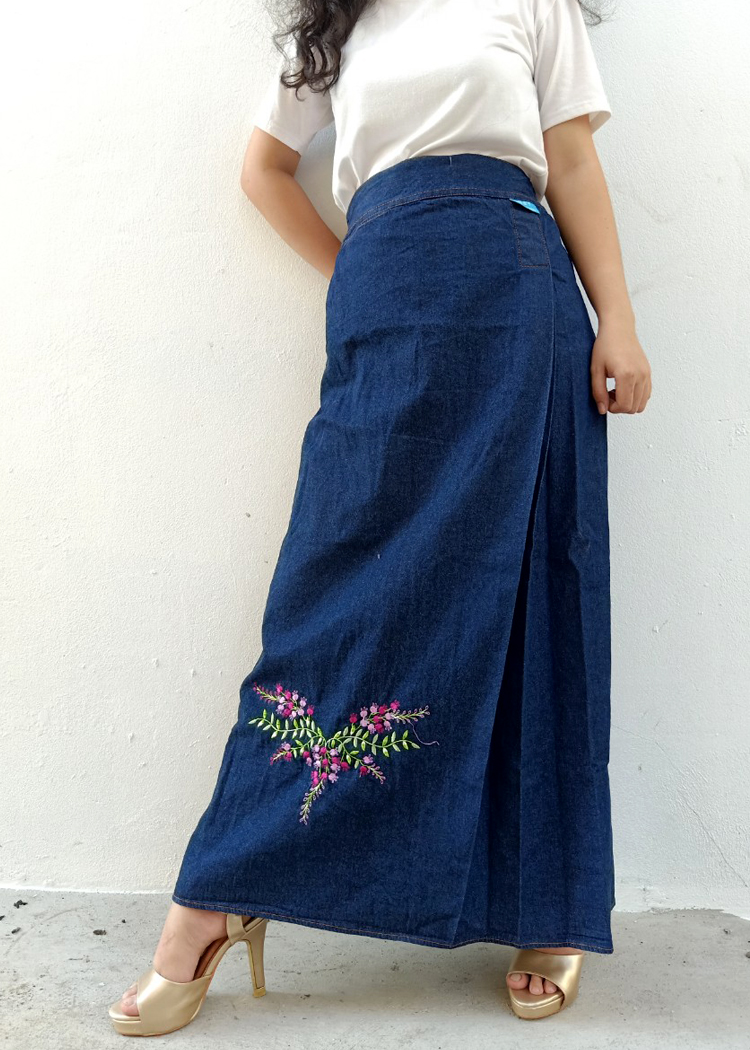 Váy chống nắng Jean mềm cho nữ Thêu Hoa Tigôn