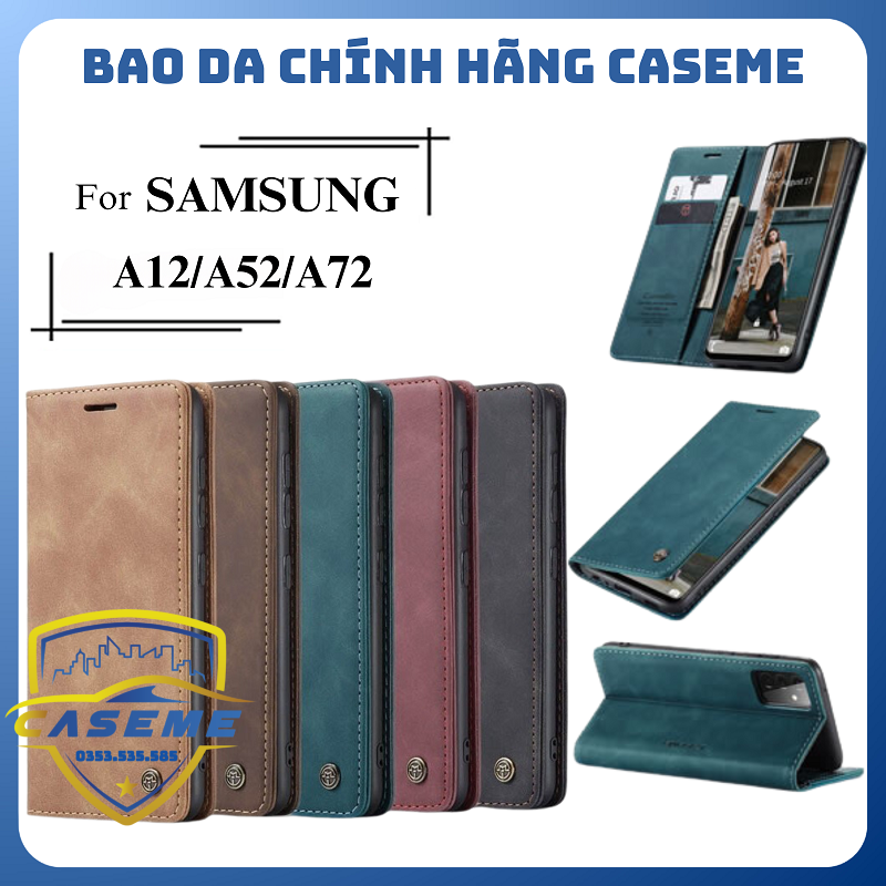 Bao da cao cấp dành cho Samsung A12, Samsung A52, Samsung A52s Samsung A72 dạng ví Caseme - Hàng Nhập Khẩu
