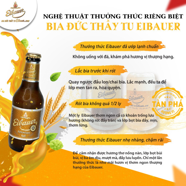 [BIA ĐỨC_SINCE 1810] Combo 2 Thùng Bia Tươi Thầy Tu EIBAUER HEFEWEIZEN HELL 5.2 ĐỘ - Bia Tươi Men Sống Thượng Hạng - Nhập Khẩu Chính Hãng
