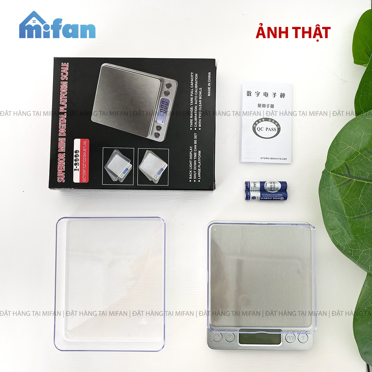 Cân Điện Tử Mini Cao Cấp 2024 MIFAN 0.01g - 3kg - Nhỏ Gọn, Siêu Chính Xác, Thép Không Gỉ, Màn LCD -Tặng 2 Đĩa Cân Và Pin