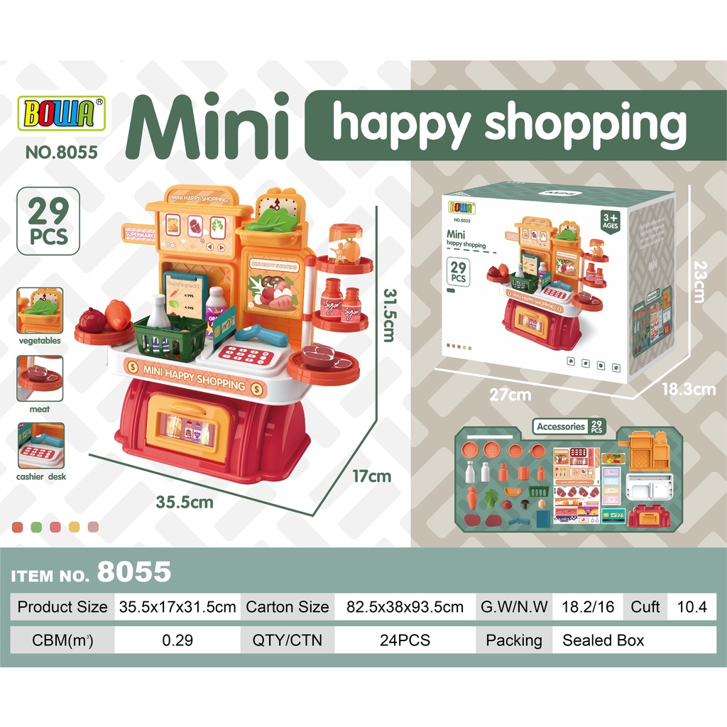 đồ chơi nhập vai bowa 8055 - bàn mua sắm shopping bộ 29 chi tiết chất liệu nhựa abs cao cấp an toàn cho bé 3