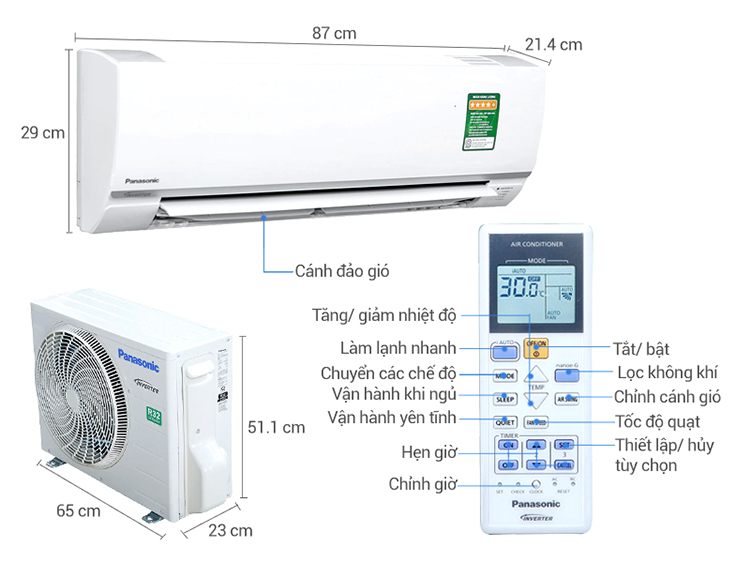 Máy Lạnh Inverter Panasonic CU/CS-PU9TKH-8 (1.0 HP) - Hàng Chính Hãng