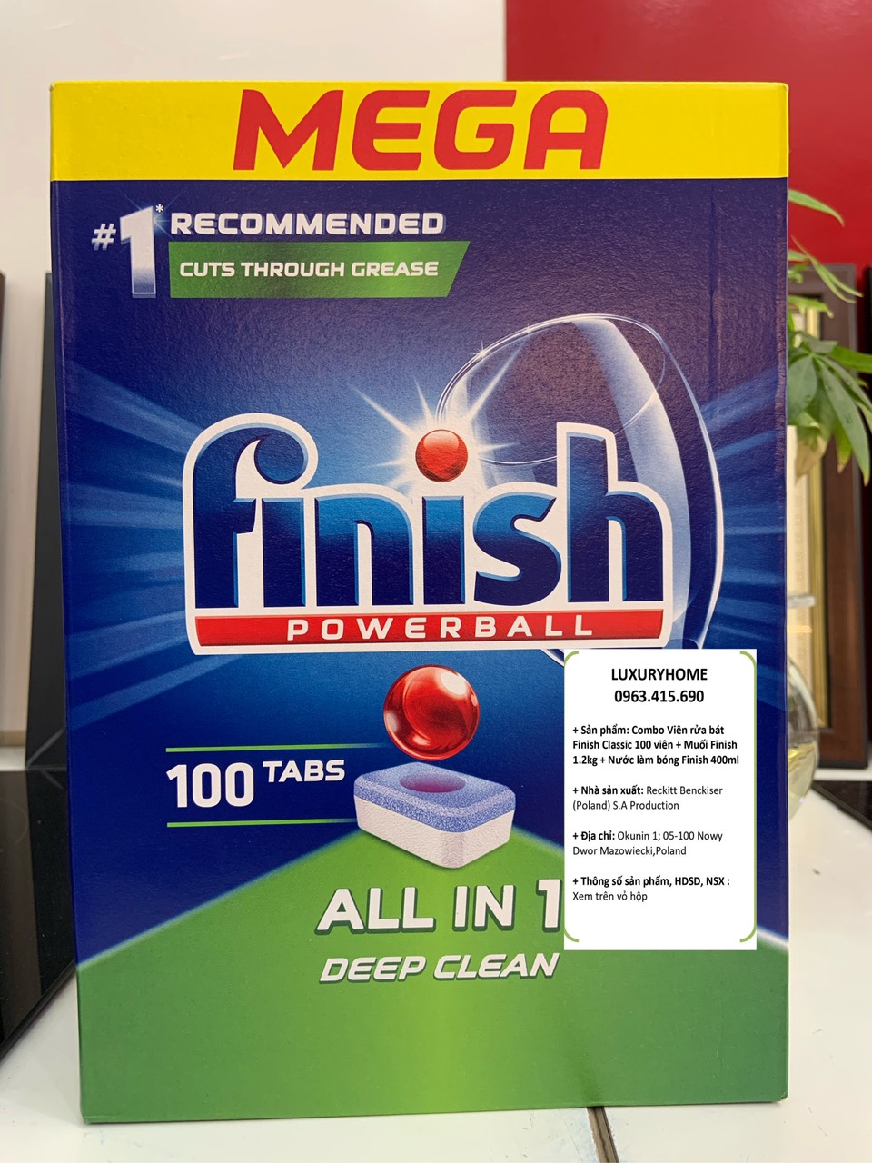 Viên rửa bát Finish all in 1 100v
