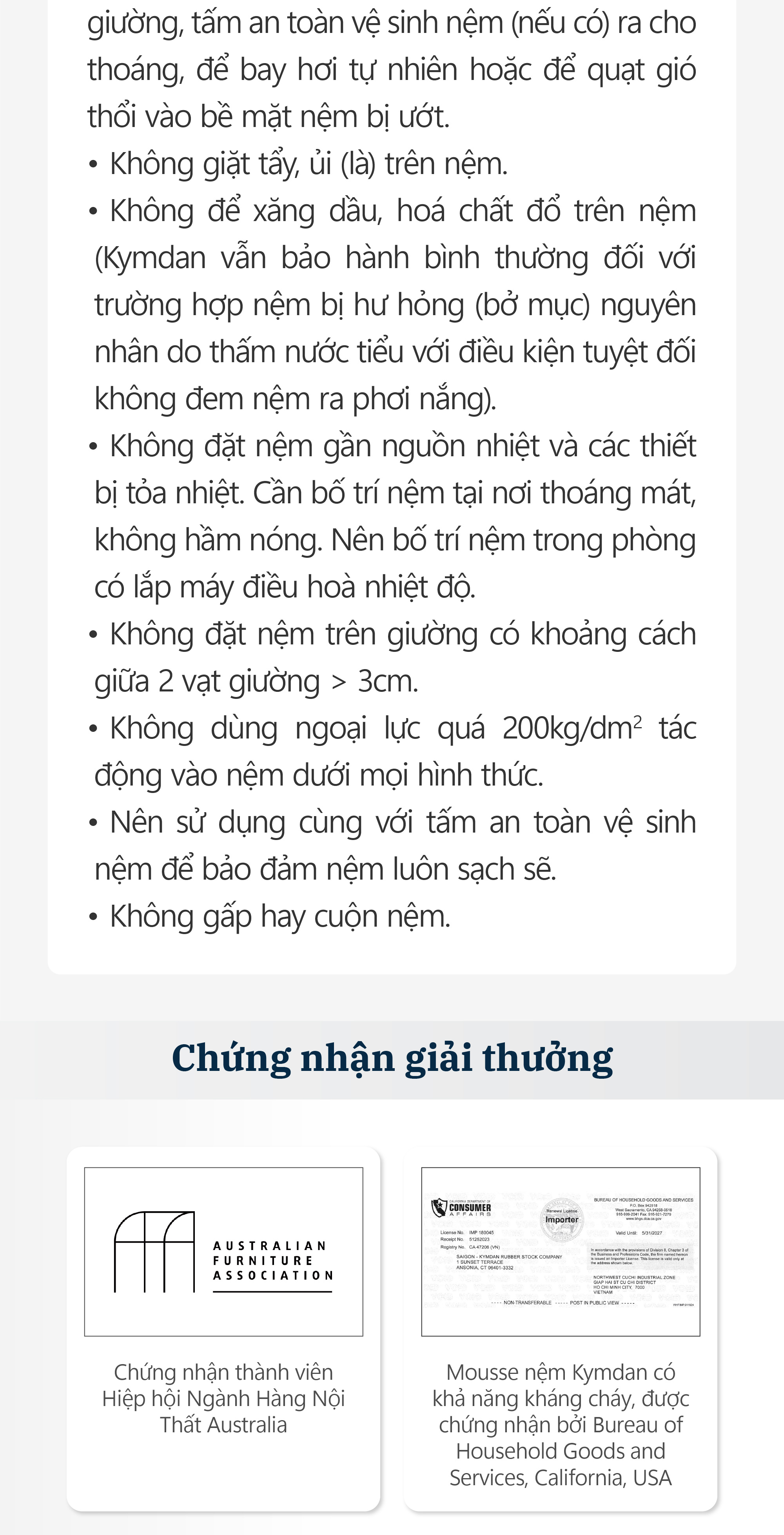 Nệm cao su thiên nhiên Kymdan Deluxe 140 x 200 x 05cm SFM