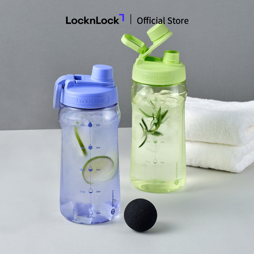 Bình nước nhựa LocknLock Active Large Bottle 1.5L màu xanh lá HAP941GRN, Hàng chính hãng, tay cầm gấp gọn - JoyMall