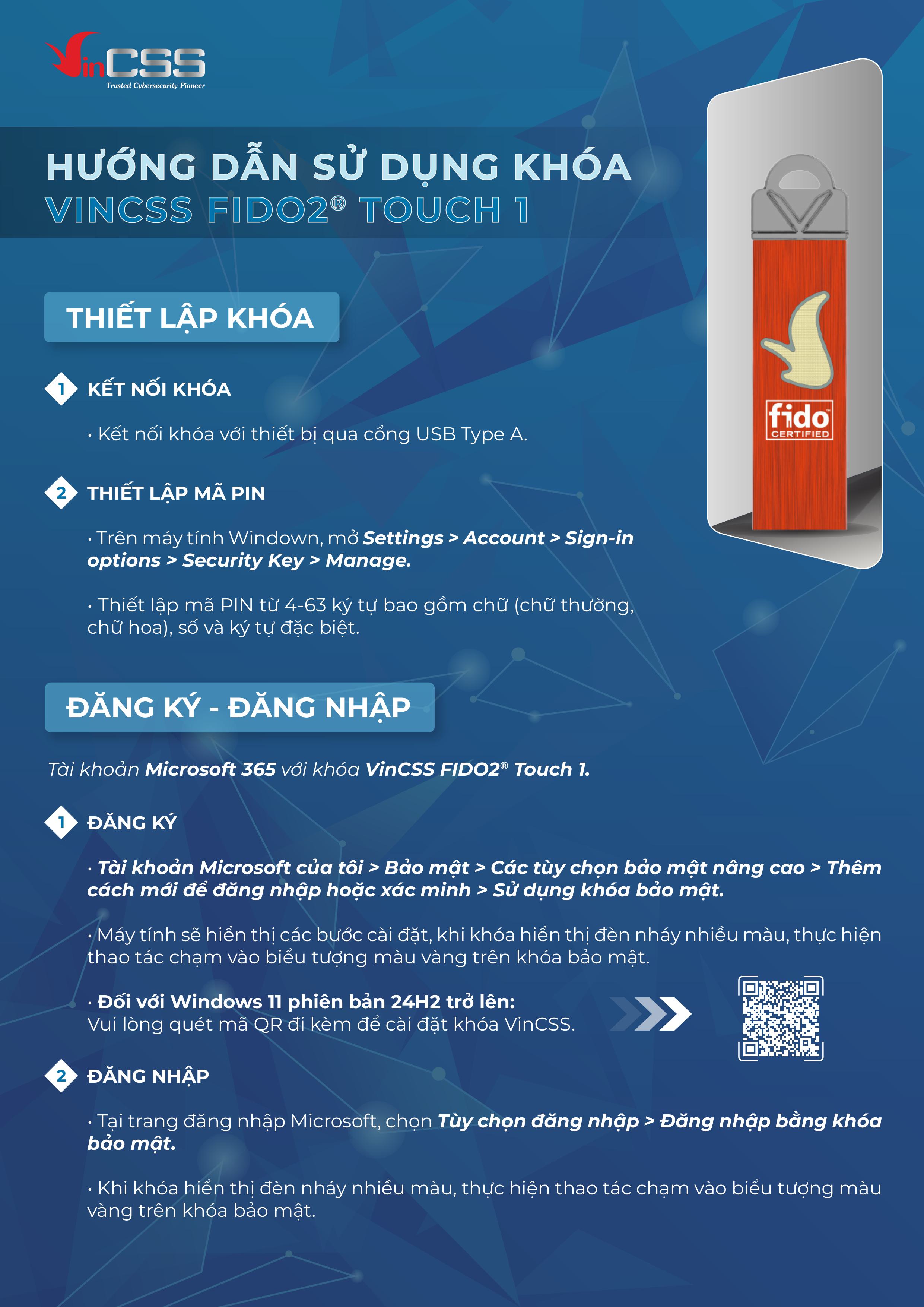 Khóa bảo mật VinCSS FiDO2® Touch 1 (USB-A) - Multi Factor authentication (MFA) - Security Key and passkey - Chuẩn FIDO2 - Bảo vệ tài khoản online -  Hàng chính hãng