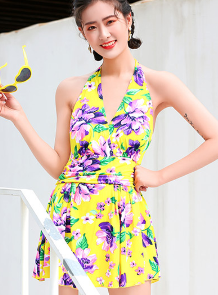 Đồ Bơi Nữ Một Mảnh Kiểu Váy Hoa Hở Lưng Gợi Cảm ATI27 MayHomes One-Piece Swimwear With Backless Top