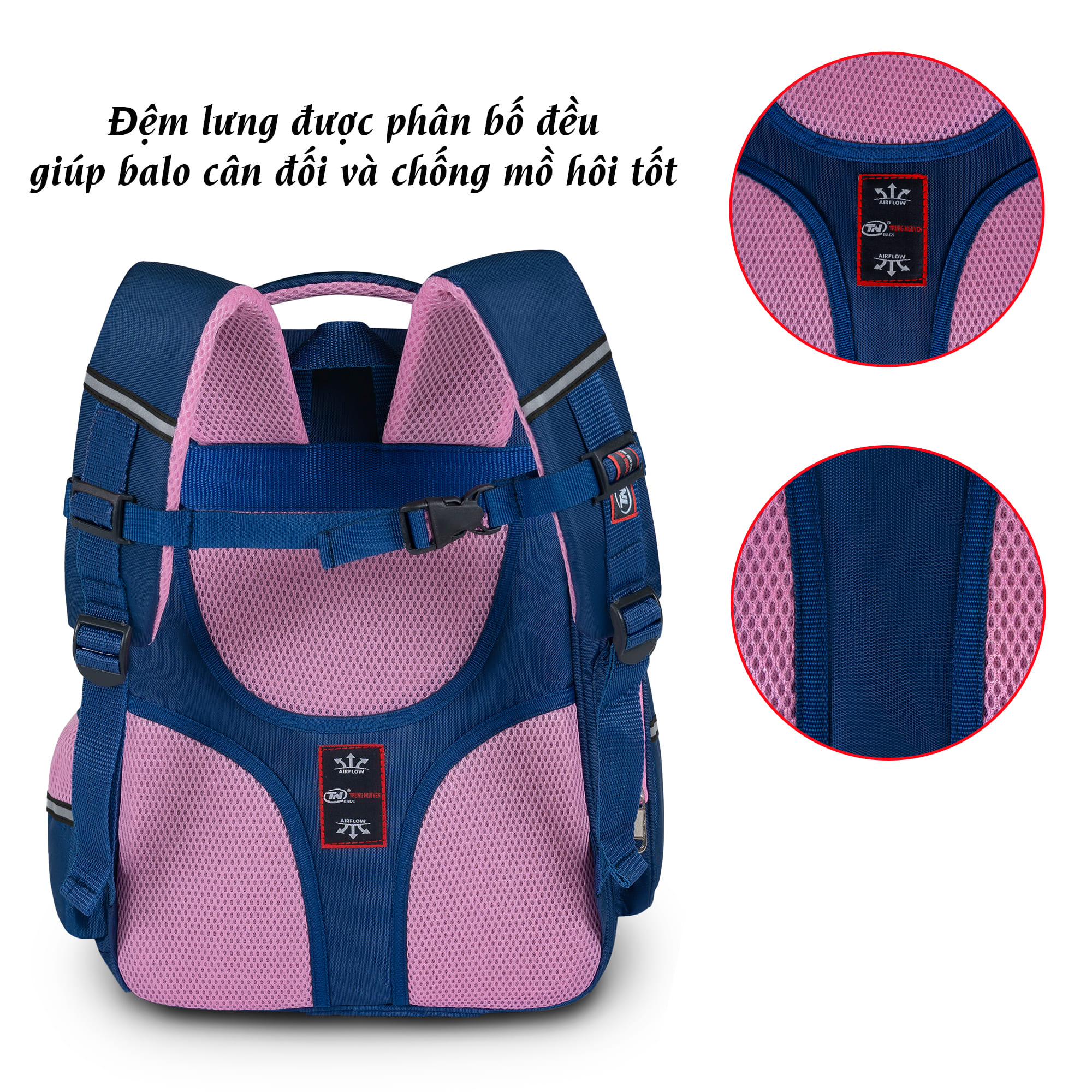 Balo Học Sinh TNBags Smart Pink TN.B 3112, Balo Học Sinh Cho Bé Gái, Chống thấm nước bền màu và dễ dàng vệ sinh