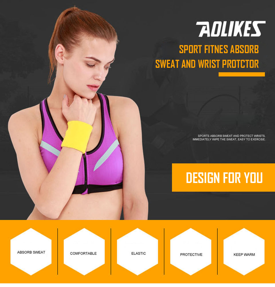 Băng Cổ Tay Thể Thao Thấm Mồ Hôi Co Dãn Thoáng Khí Mềm Mại Sport Fitnes Absorb Sweat And Wrist Protctor AOLIKES YE-0203