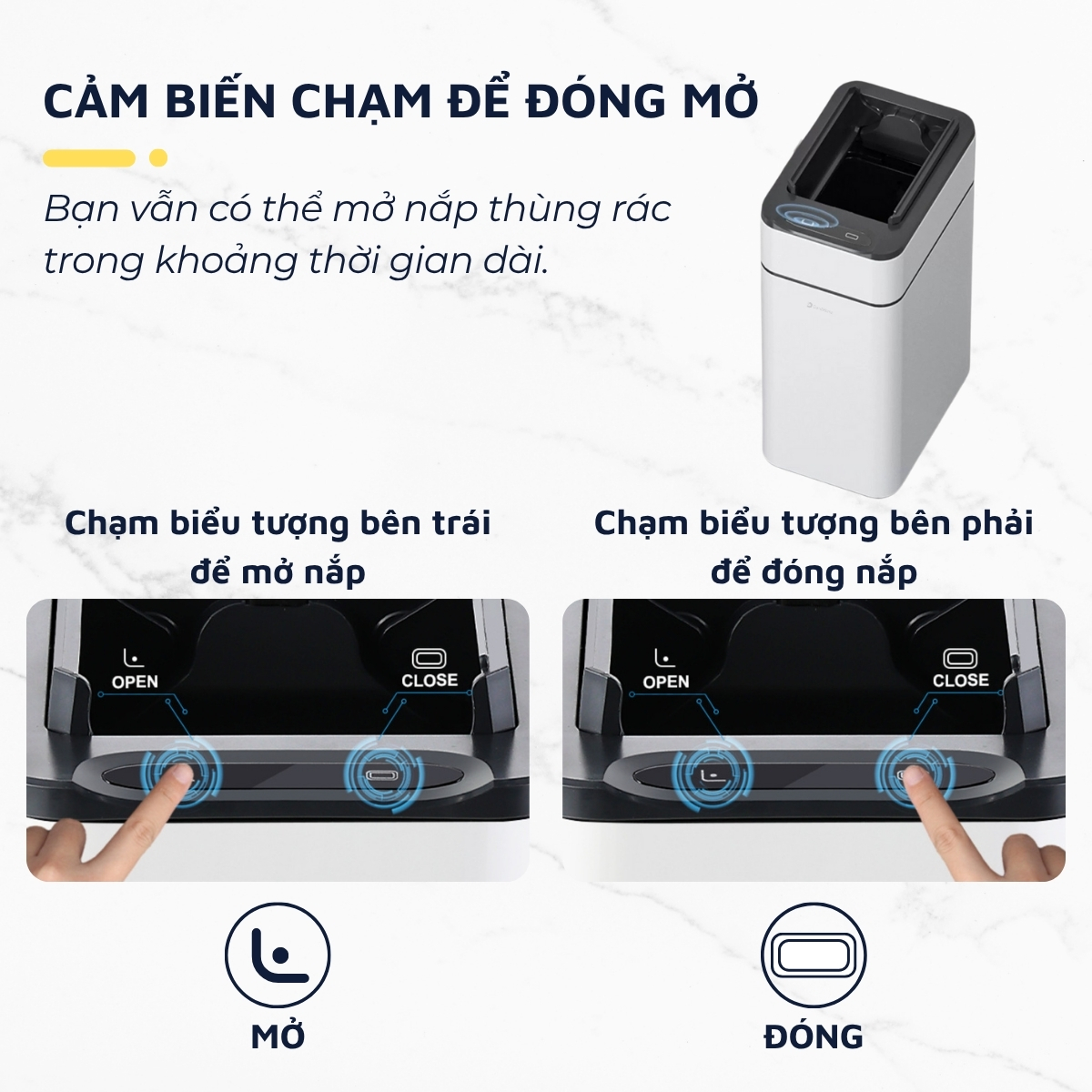 Thùng rác thông minh cảm ứng tự động đóng mở DandiHome - Tặng pin sạc Micro usb