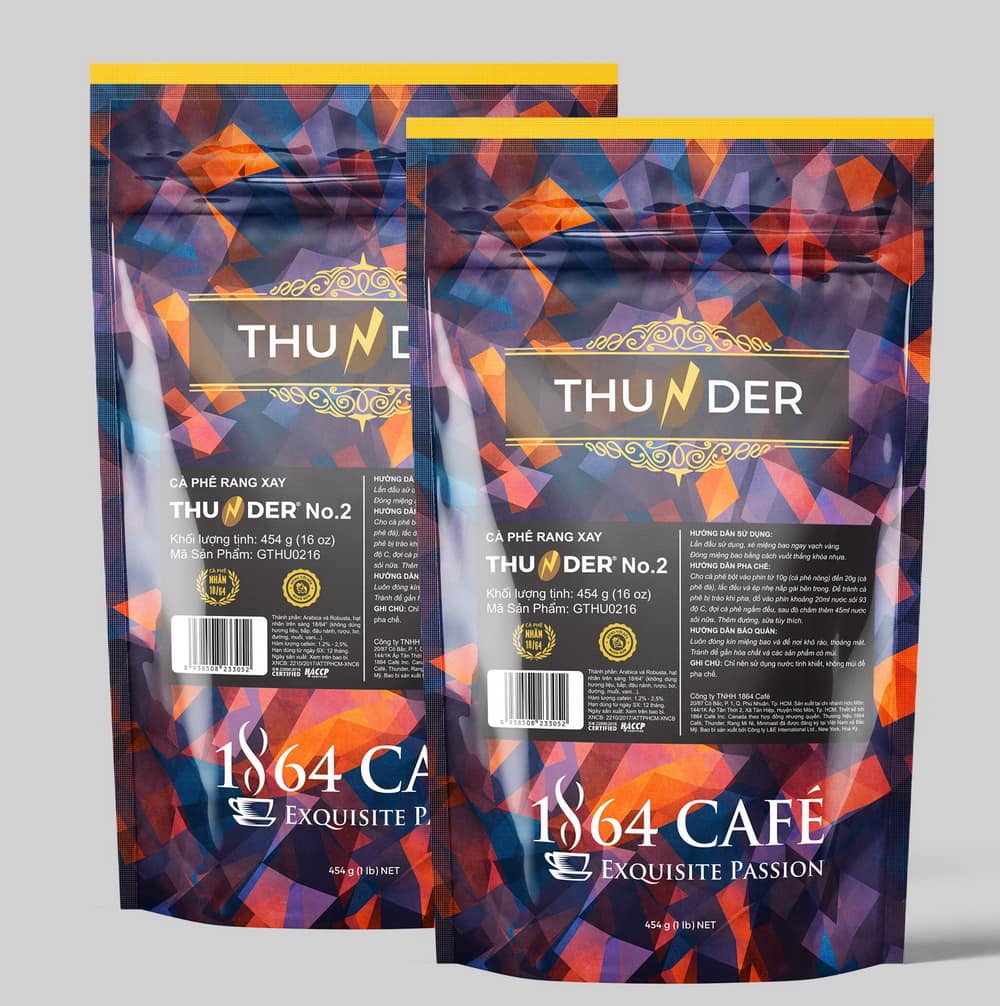 908g cà phê thunder no.2 xay sẵn pha phin gu việt 1864 café 1