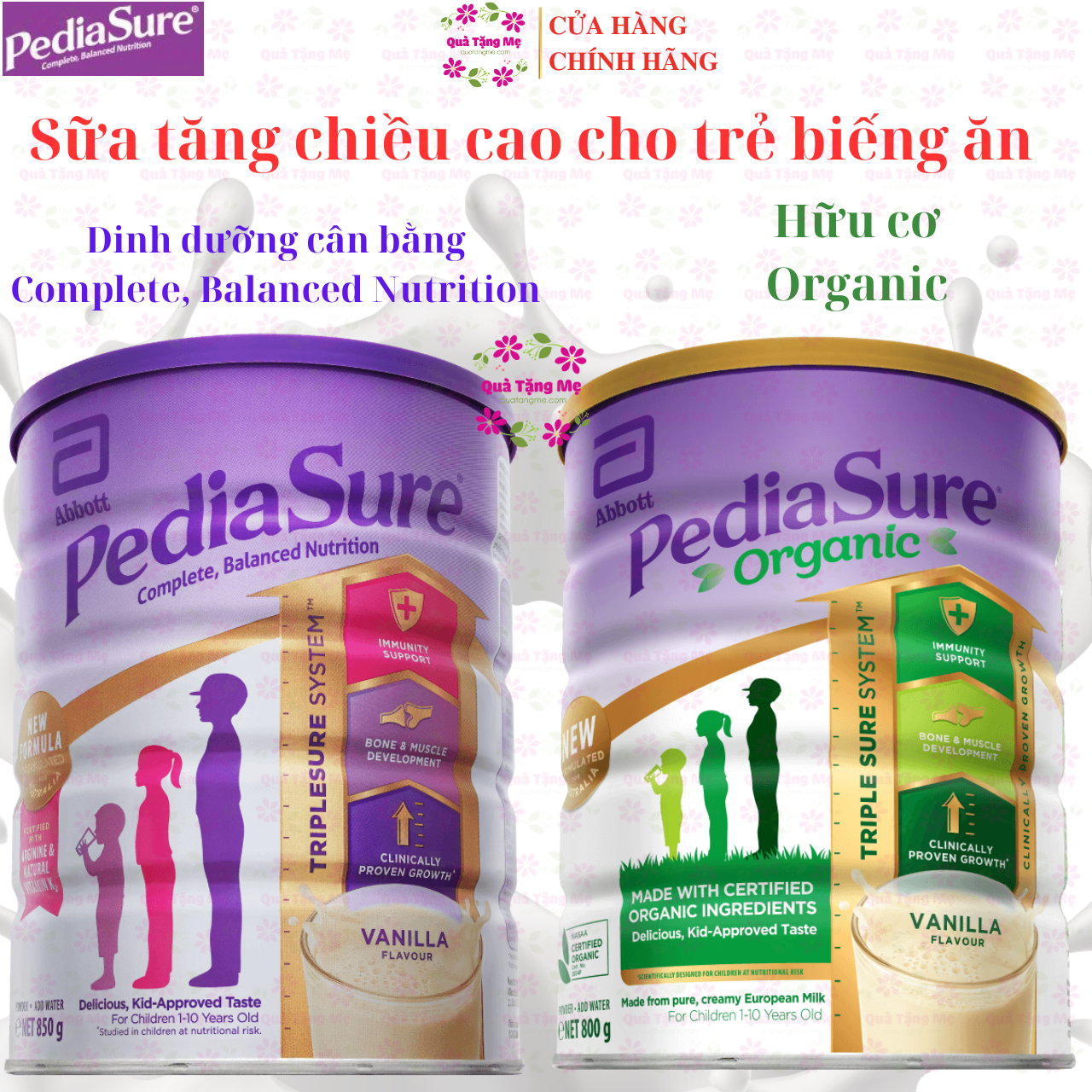 Sữa tăng chiều cao cho trẻ biếng ăn từ 1-10 tuổi Úc Pediasure