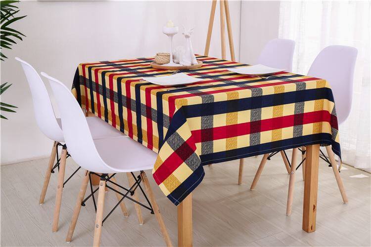 Khăn trải bàn vải canvas cao cấp sọc caro  KB13