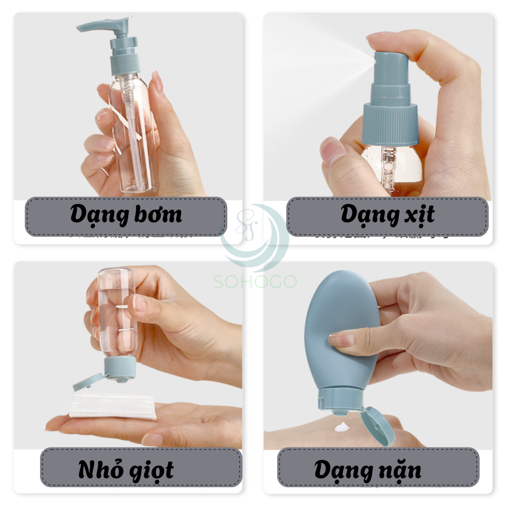 Bộ 11 Lọ Chiết Mỹ Phẩm Du Lịch Tiện Dụng Kèm Túi Đựng 11 Món- Chọn màu-Combo 11 Món Chai Chiết Du Lịch Cao Cấp – Silicone Mềm, Đa Dụng, Chuẩn Mang Lên Máy Bay