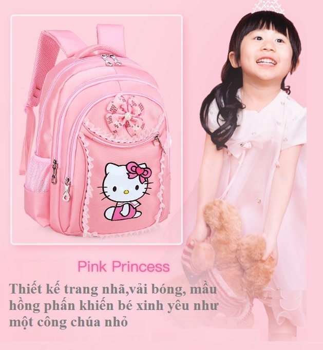 Bộ balo túi đeo, hộp bút siêu nhẹ xinh yêu cho bé gái 