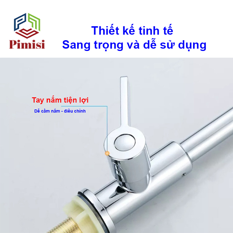 Thiết kế tay nắm vòi nước Pimisi PVB-12 tinh tế dễ cầm nắm điều chỉnh