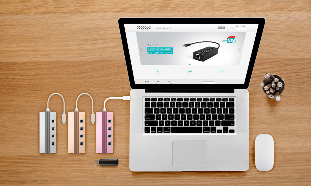 Hub Chuyển USB Type-C Sang 4 Cổng USB 3.0 Dodocool Tích Hợp Cổng Sạc PD USB-C Cho New MacBook
