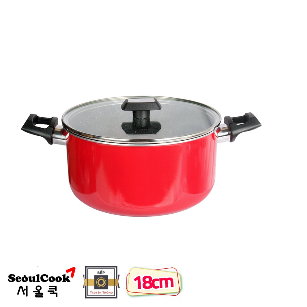 Nồi chống dính vân đá cao cấp Hàn Quốc SeoulCook dày dặn, quai chống nóng, nắp kính cường lực viền inox chắc chắn - Hàng chính hãng