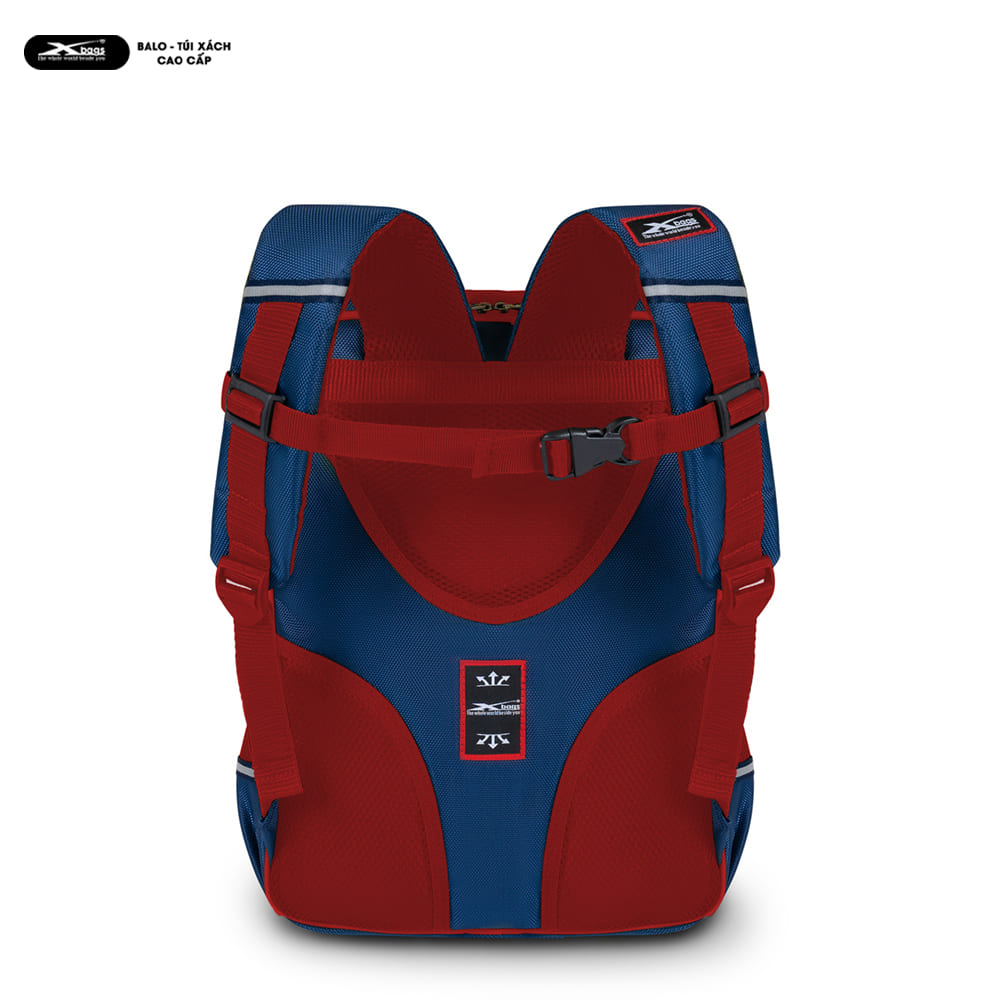 Balo Chống Gù Siêu Nhẹ Cho Bé Tiểu Học Xbags Universe XB3102 Cao Cấp,  Nhiều Ngăn Tiện Dụng, Màu Xanh Phối Đỏ Cá Tính!