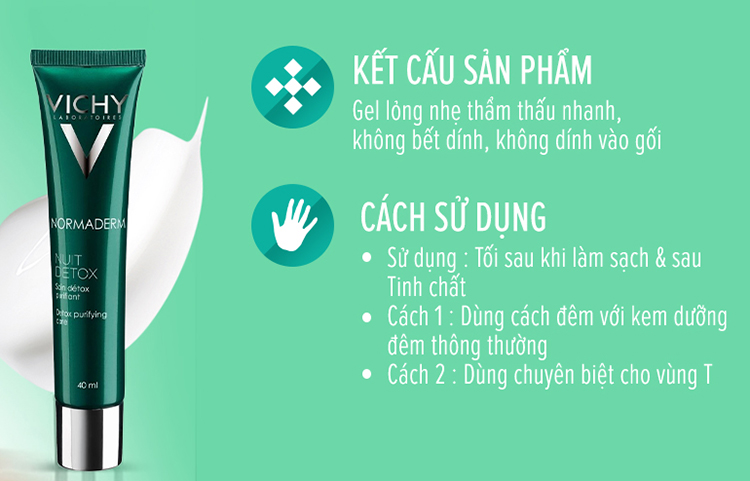 Bộ Gel Giảm Dầu Và Giúp Se Khít Lỗ Chân Lông Ban Đêm Vichy Normaderm Night Detox