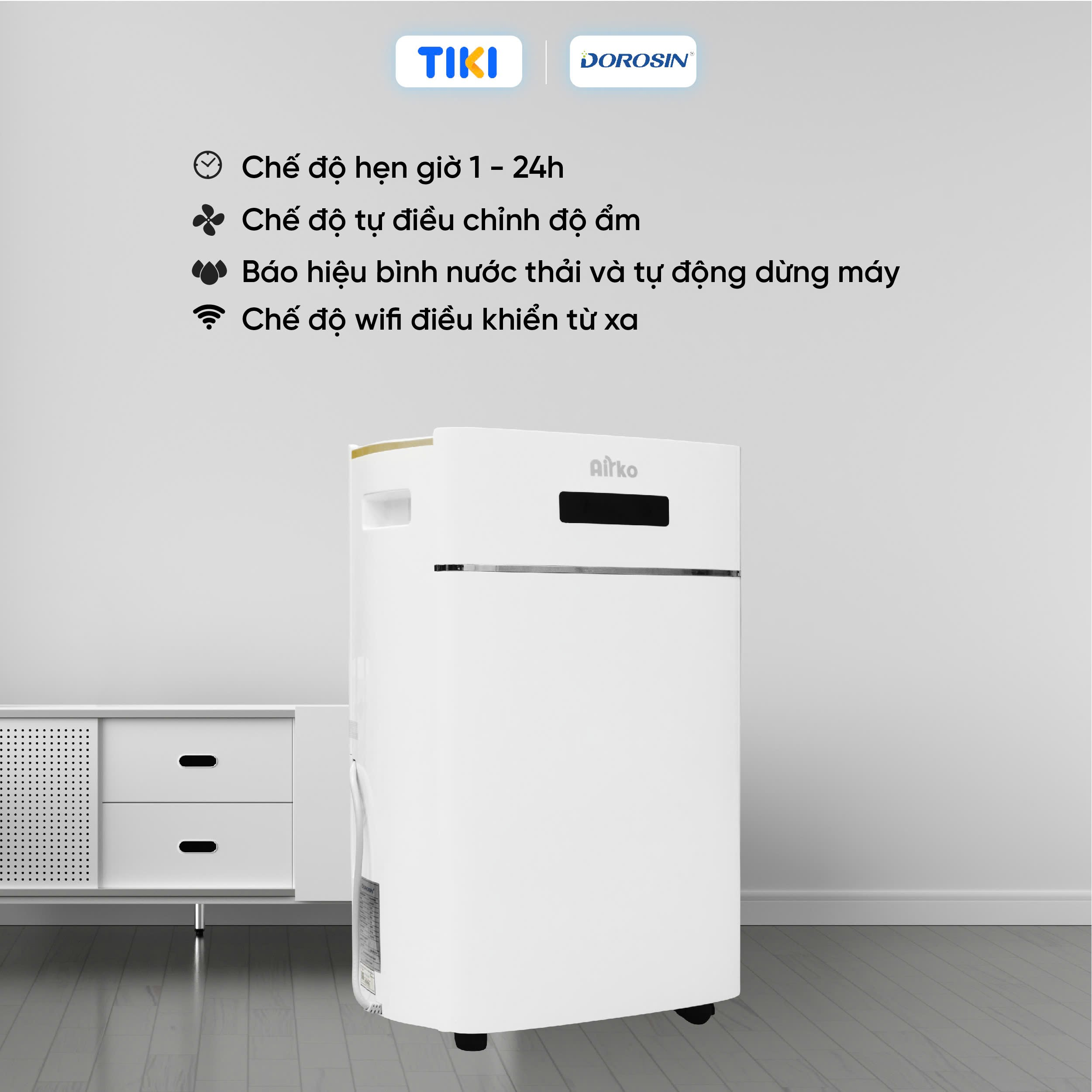 Máy hút ẩm gia dụng chính hãng Dorosin ER-650E (80m2)/Công suất hút ẩm 50lít/ngày/Cảm ứng điện tử thông minh