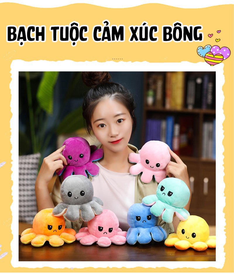 Gấu bông bạch tuộc cảm xúc 2 mặt cao cấp - Hàng chính hãng Memon - Đồ chơi thú nhồi bông bạch tuộc cảm xúc nhiều màu. Kích thước 20cm, Bông gòn mềm mịn, dễ sử dụng và an toàn cho trẻ nhỏ. 5