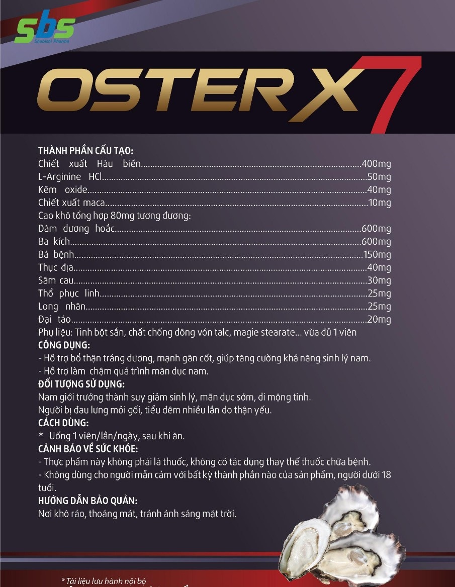 Tinh chất hàu biển OsterX7 400mg-100% hàu biển macca nguyên liệu nhập khẩu Mỹ- Tăng cường sinh lý nam, giảm tiểu đêm, đau lưng, mỏi gối-Hộp 30 viên không có tác dụng phụ, an toàn tuyệt đối cho sức khỏe [CHE TÊN KHI GIAO HÀNG]