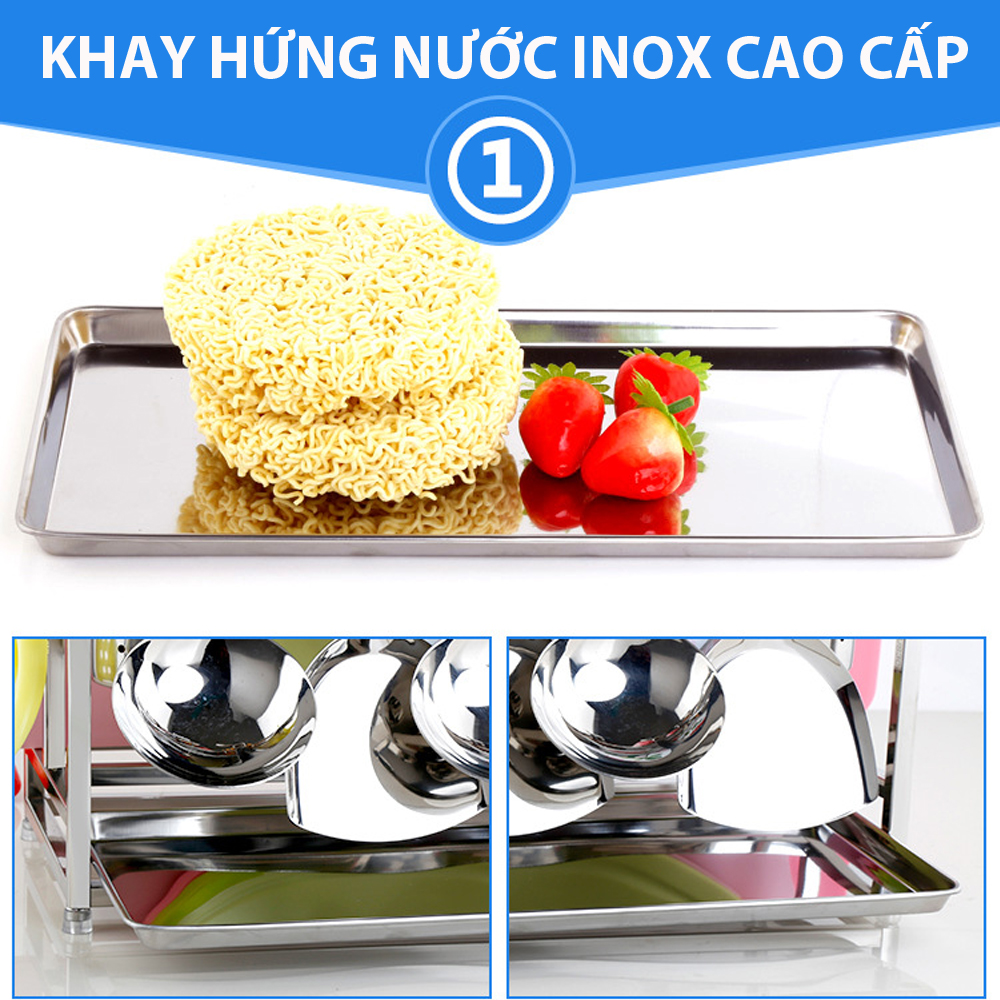 kệ cài dao thớt inox 304 kèm ống đũa