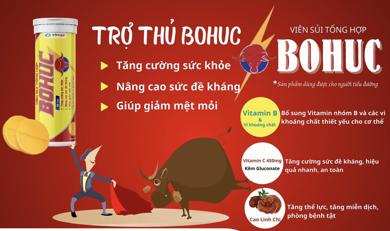 viên sủi tổng hợp bohuc c450, linh chi - viphar tăng thể lực, tăng đề kháng, an toàn cho người tiểu đường, huyết áp 2