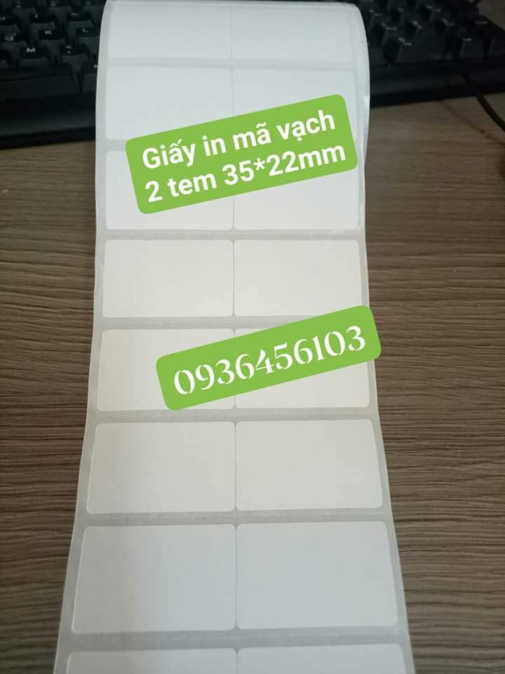 [Set 5 cuộn] Giấy in mã vạch 2 tem khổ 70x22 - Hàng Nhập Khẩu