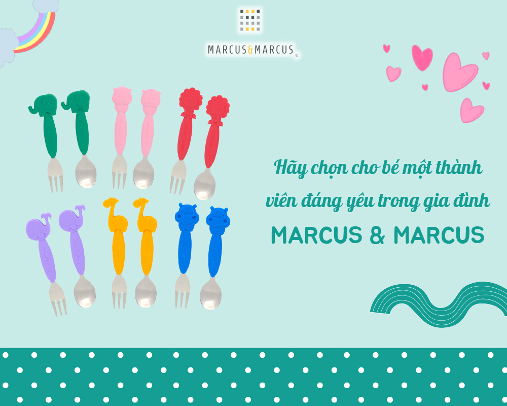 Bộ thìa nĩa ăn dặm cho bé Marcus & Marcus, từ 3 tuổi