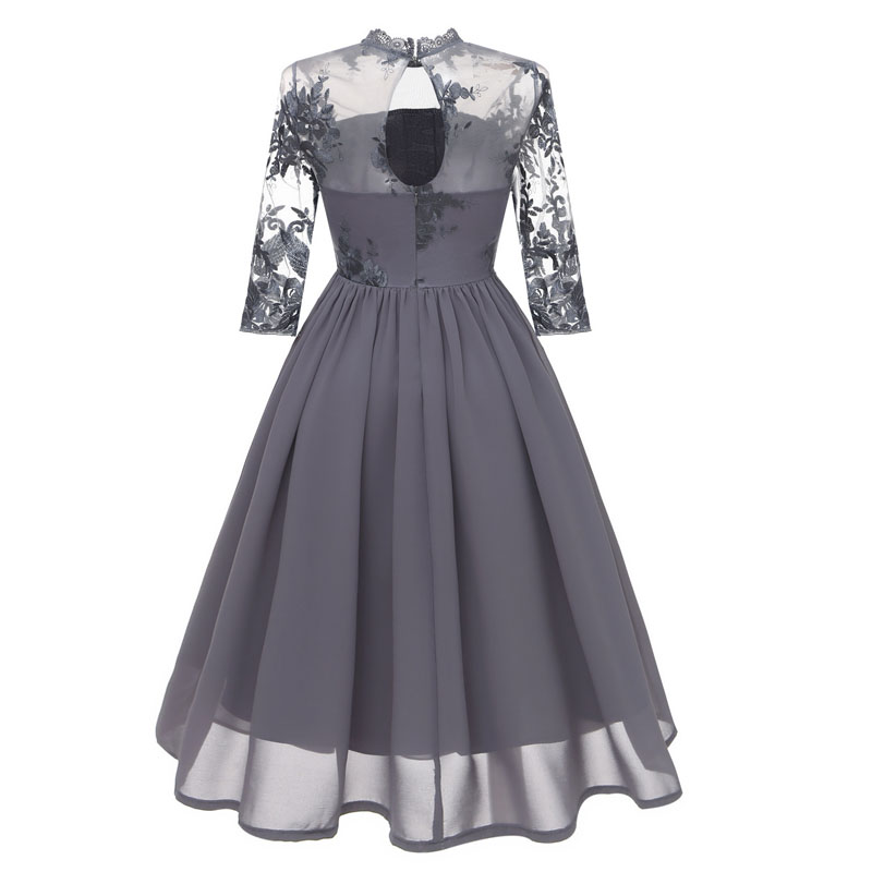 2019 Fashion Luxury Women Applique Dresses Elegant O-Neck Female Party Prom Dress Ball Gown