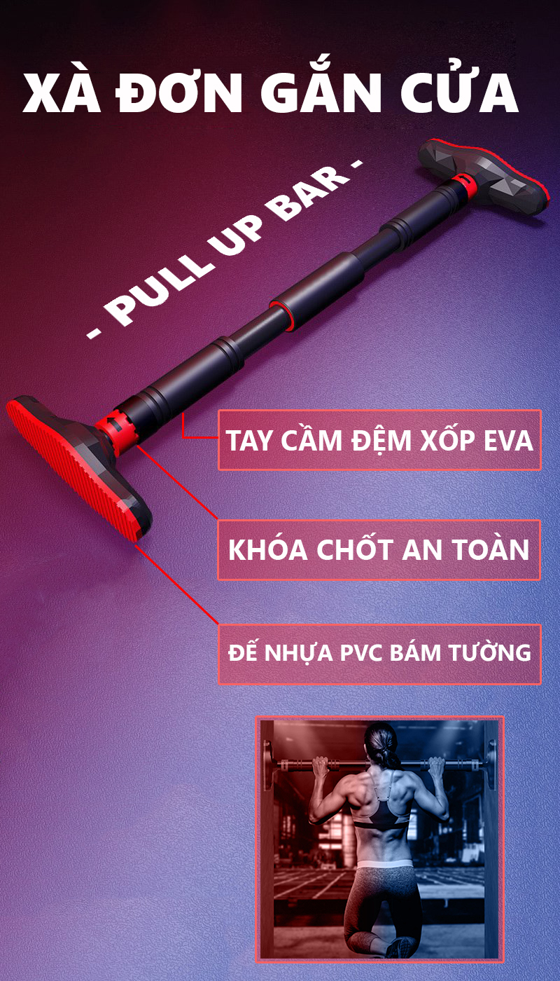 Xà đơn treo tường gắn cửa Cleacco bọc đệm PVC chống trượt BORO SPORT