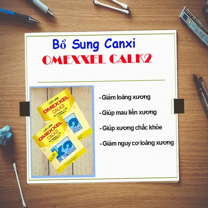 thực phẩm chức năng viên uống bổ sung canxi omexxel calk2 (hộp 30 viên) 2