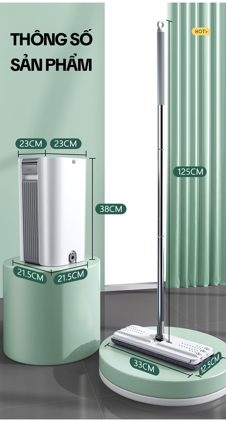 Bộ Cây Lau Nhà KITIMOP C6 PLUS-PRO, Thùng Lau Nhà Tự Vắt Thông Minh, Chổi Lau Nhà Xoay 360 Độ, Lau Sàn Làm Sạch