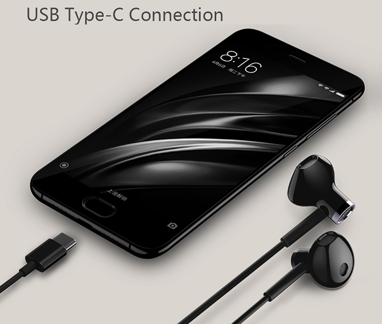 Original Xiaomi Dual-unit Half-in-ear Type-C Earphones MEMS Microphone Wired Control Music Stereo Headphone Durable - Black