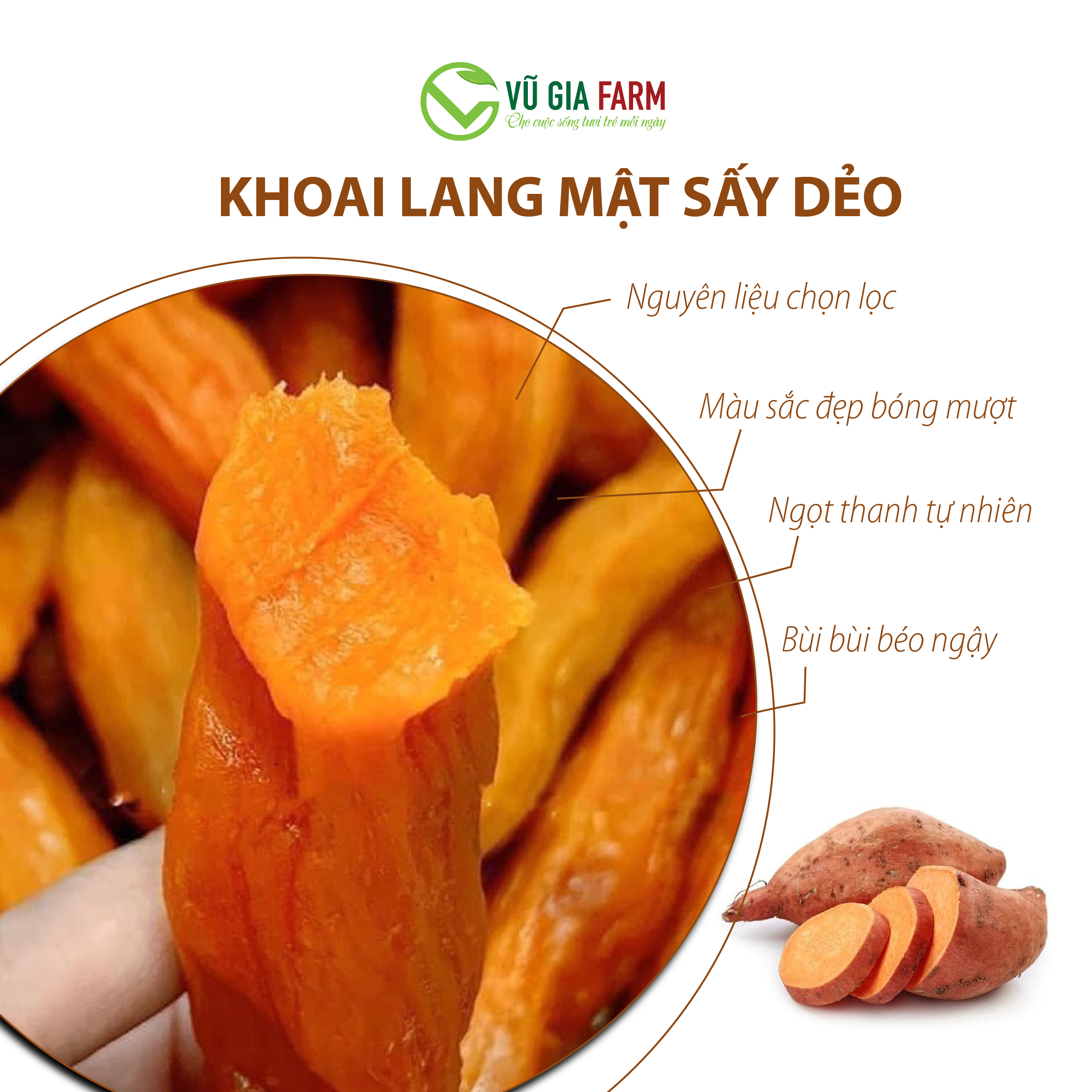 Khoai Lang Mật Sấy Dẻo (400g/hũ) – vị ngọt thanh, hấp dẫn