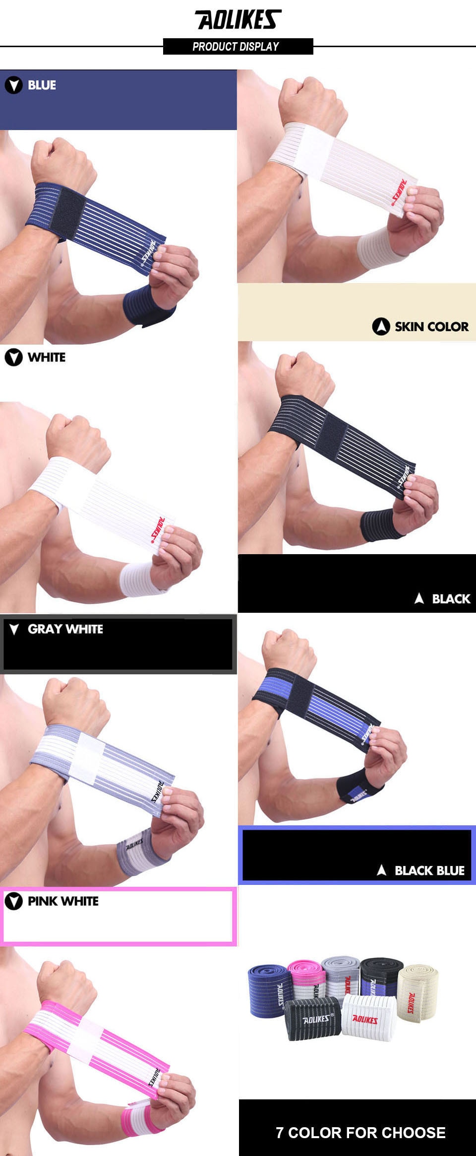 Băng Quấn Cổ Tay Đàn Hồi Hỗ Trợ Khớp Cổ Tay Khi Chơi Thể Thao Sports Bandage AOLIKES YE-1535