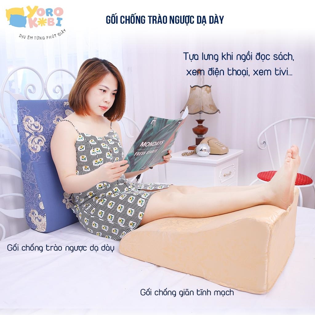 GỐI TRÀO NGƯỢC DẠ DÀY NGƯỜI LỚN YOROKOBI CẢI TIẾN CHỐNG TRƯỢT, KÍCH THƯỚC 60X60X16CM (Bo tròn), HỖ TRỢ TRÀO NGƯỢC ACID, Ợ CHUA, THOÁI HÓA CỘT SỐNG CỔ, HÀNG THƯƠNG HIỆU 15