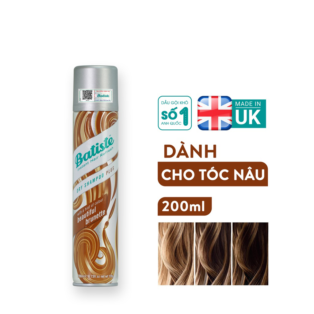 Dầu Gội Khô Batiste Dry Shampoo 200ml Hết Ngứa, Hết Bết Dính Tóc Bồng Bềnh Tức Thì