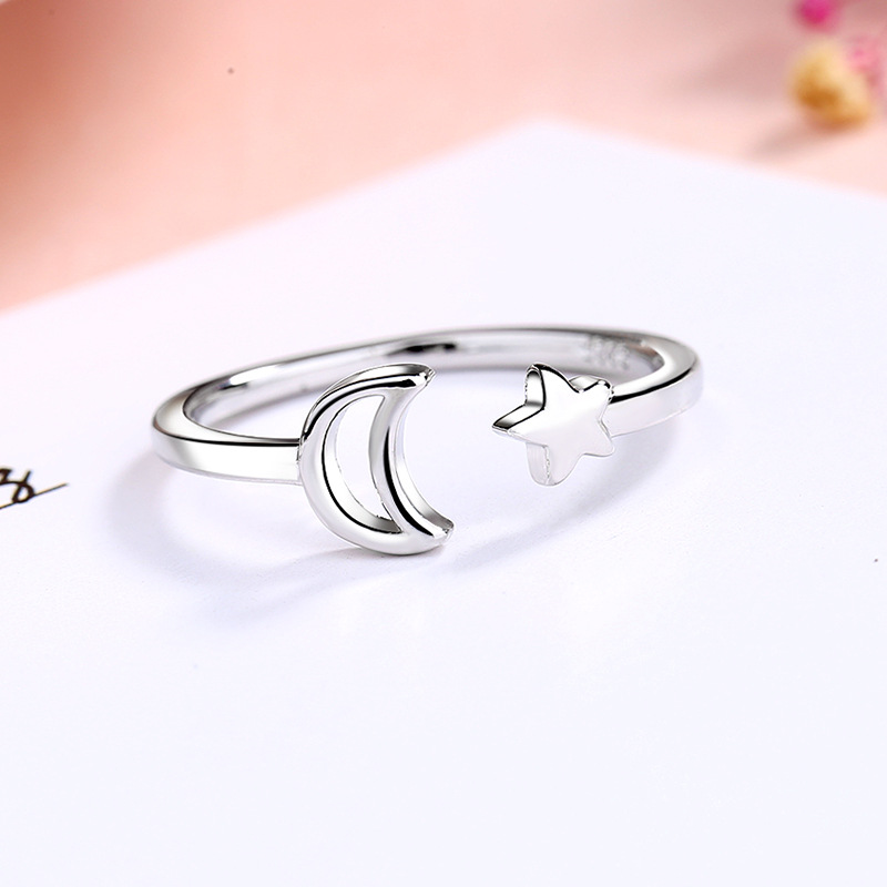 Nhẫn nữ trăng sao vòng mở free size nữ tính NN06