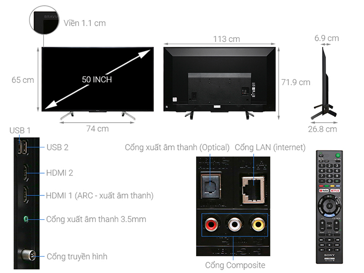 Smart Tivi Sony 50 inch Full HD KDL-50W660G